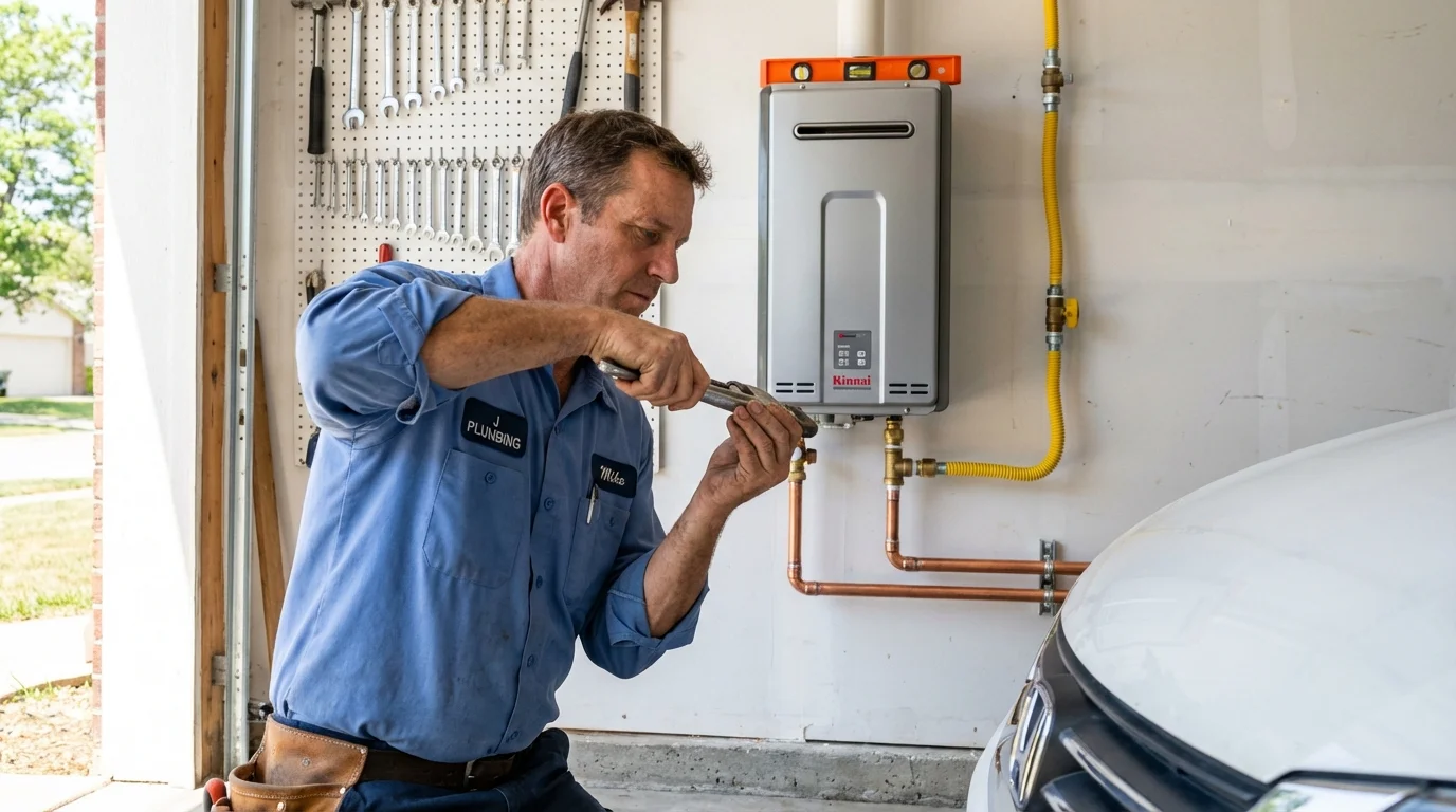 Tankless water heater installation by a Johns Plumbing LLC plumber in Kiowa
